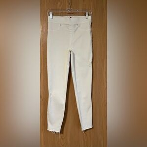 Spanx | SZ Small | White Skinny Jeans Shaping Tummy Control Stretch Raw Hem